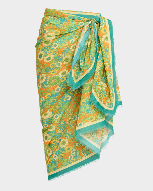 Jeff Floral Cotton Pareo Coverup